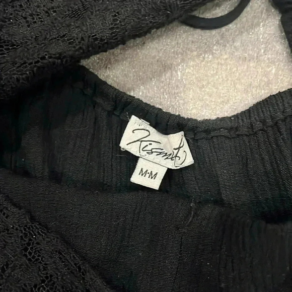 ❤️2/$30❤️[M]Kismet  Black Lace Trimed Square Neck LS Blouse - Picture 5 of 10